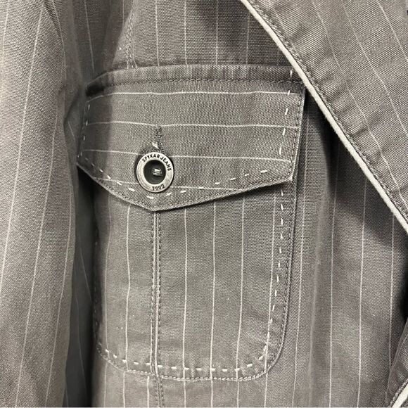 Spykar grey striped jean blazer/jacket Size XL - Picture 4 of 10